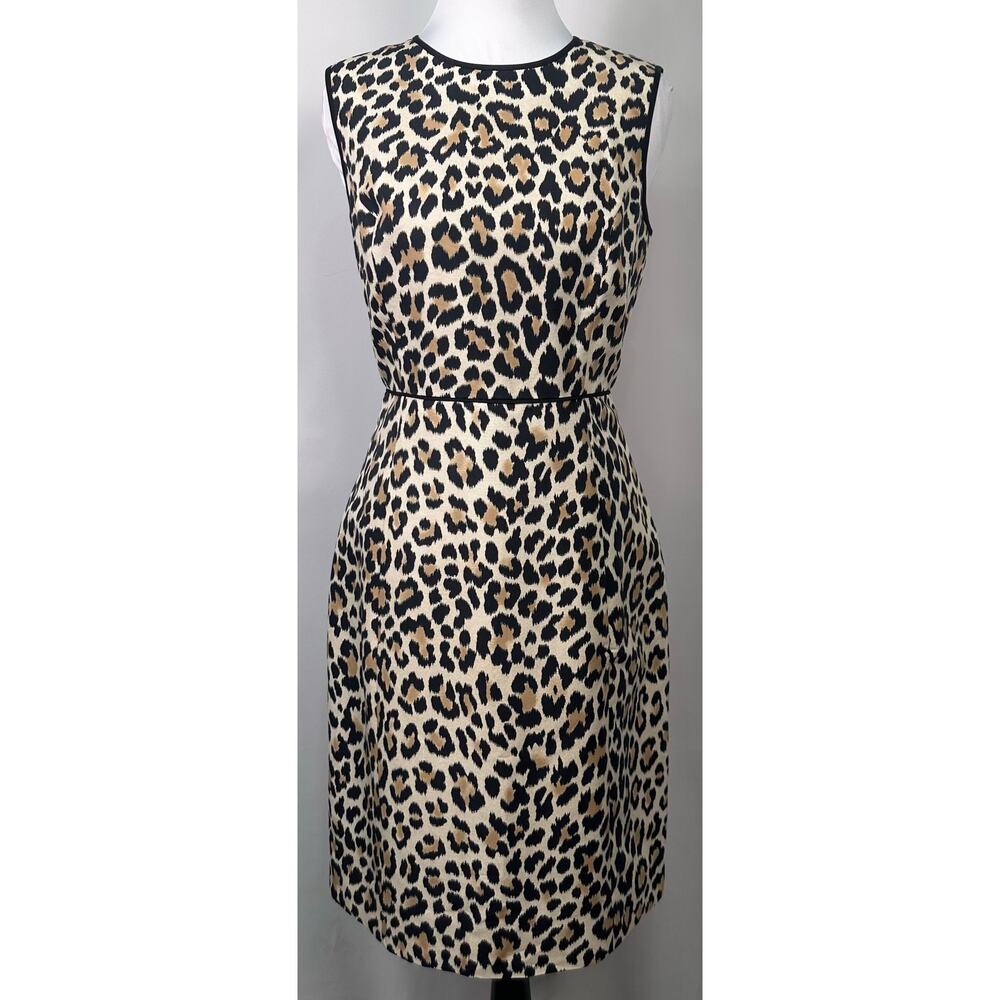 Kate Spade New York Leopard Print Sleeveless Sheath Dress Size 6 Silk Blend - Picture 2 of 11
